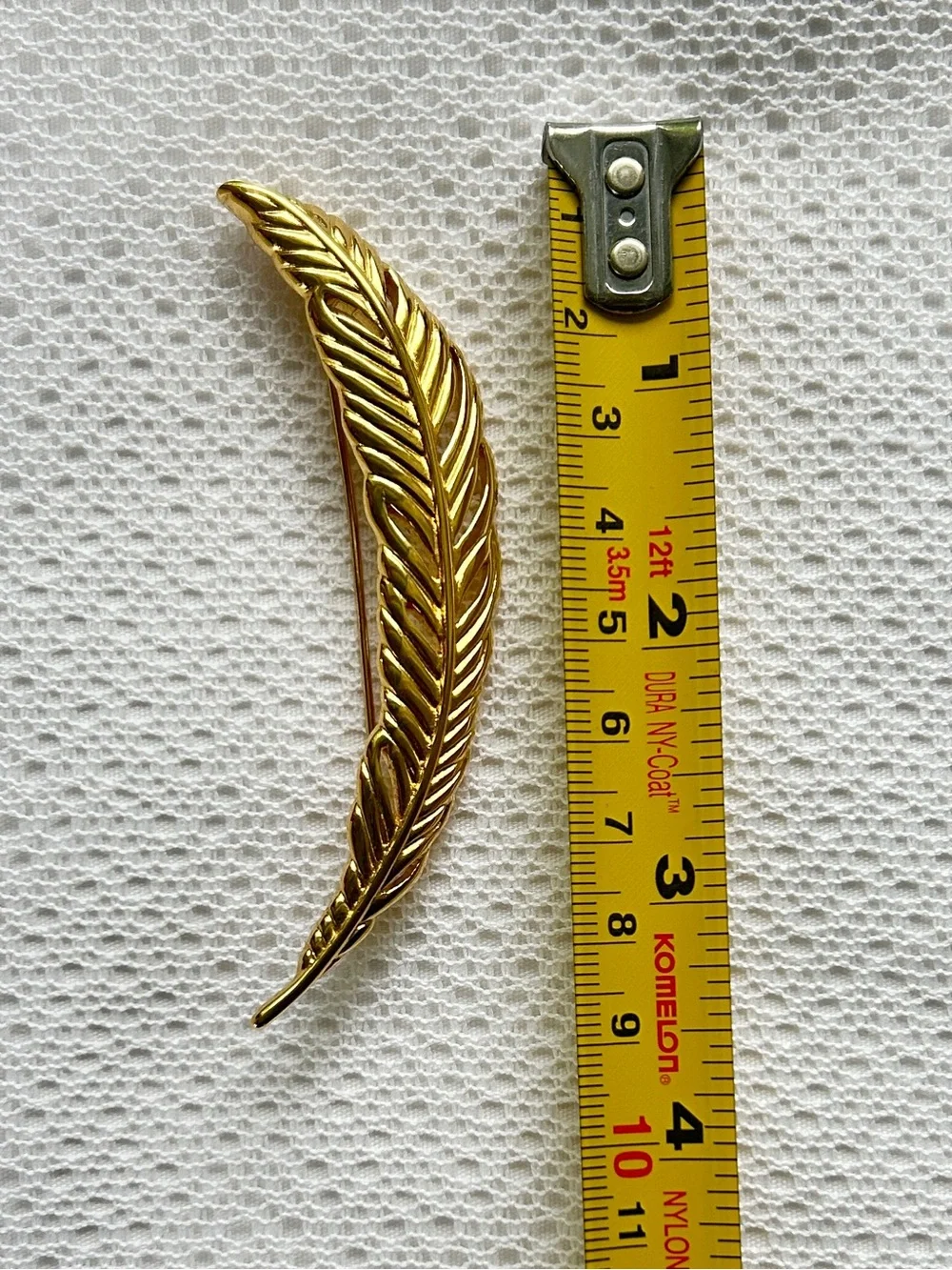 Vintage Monet Goldtone Feather Brooch • 1980s Filigree Pin